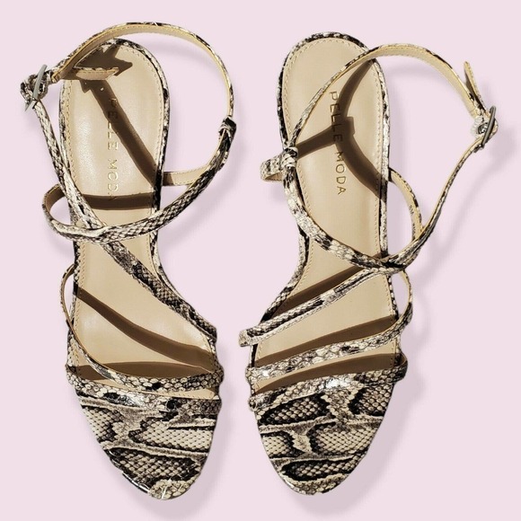 PELLE Moda Sandals Olya Sandal In Black White Snake Print Size 8 - Picture 4 of 11